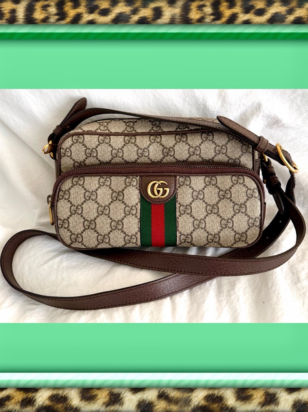 👑✅PRICE FIRM✅AUTHENTIC Gucci Beige GG Supreme Canvas Shoulder Crossbody Bag